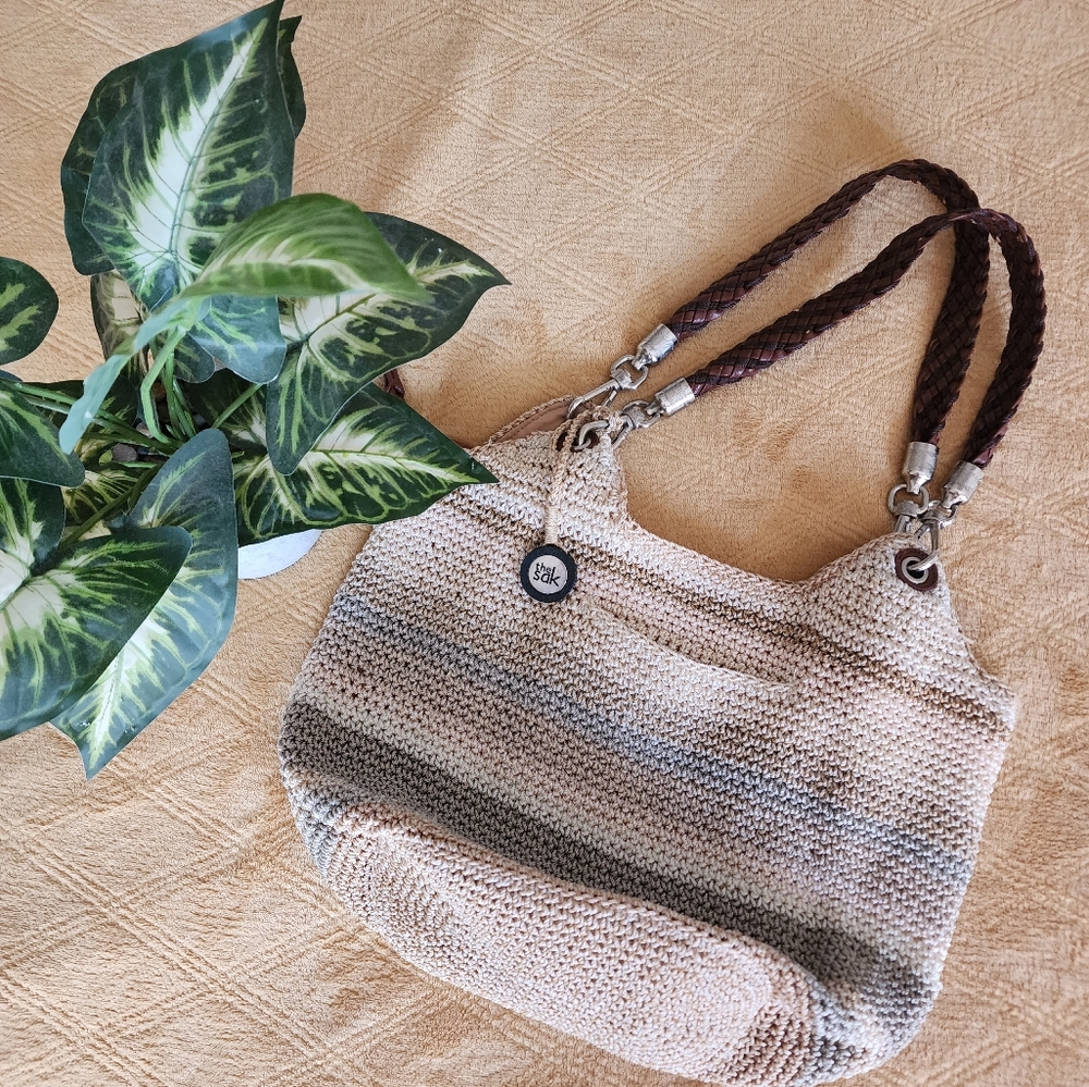 The Sak "Indigo" Crochet Sand Stripe Hobo Bag